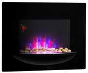 Klarstein Feuerschale, elektrický krb, 1800 W, nástenný, ilúzia plameňov, dekoračné kamene, čierny