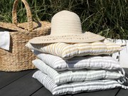 Zeleno pruhovaný podsedák s výplňou Nimes Seat - 40*40 cm