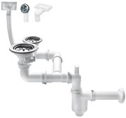 1,5 alebo 2-komorový drezový sifón, napojenie na práčku alebo umývačku riadu