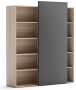 PLAN Skriňa vysoká otvorená BLOCK Wood, 1600 x 400 x 1748, grafitová