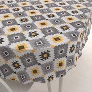 Biante Bavlnený oválny obrus Sandra SA-520 Žlto-sivý aztécky vzor 50x100 cm