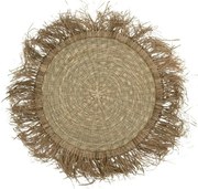 Prírodné guľatý koberec z morskej trávy so strapcami - Ø 90cm