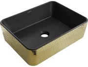 Mexen Catia, umývadlo na dosku 48x37x14 cm, čierna matná-zlatý vzor, 21314878