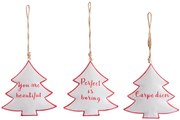 3ks závesná kovová dekorácia stromček - 12*1,5*11cm