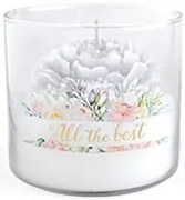 Vosková svíčka ve skle PEONY 10x9 cm bílá