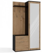 Predsieňová stena so zrkadlom a šuplíkmi DUO dub artisan/antracit