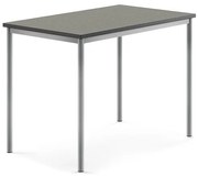 Stôl SONITUS, 1200x800x900 mm, linoleum - tmavošedá, strieborná