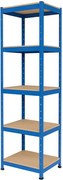 Regál 180x40x40 cm lakovaný 5-policový, nosnosť 875 kg - modrý
