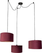 Závesná lampa čierna s červeným tienidlom a zlatým interiérom 35cm 3-svetlá - Cava