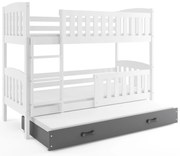 Poschodová posteľ s prístelkou KUBO 3 200x90 biela - grafitová