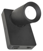 Nástenné bodové svietidlo TAFT 1xGU10/30W/230V USB čierna