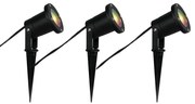 Sada 3 inteligentných záhradných bodových svetiel čierna vrátane kábla a zástrčky 200 cm IP65 vrátane Zigbee GU10 - Basic