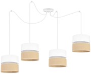 Závesné svietidlo Juta Spider, 4x jutové/biele textilné tienidlo, w