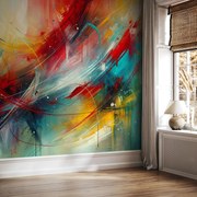 Fototapeta - Abstrakcia s červenou (147x102 cm)