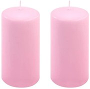 Sada stĺpových sviečok, 15 cm, Ø 7,5 cm, ružová, 2 ks