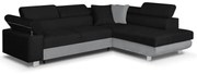 Rohová sedacia súprava s funkciou spania FREDO pravá Čierna/svetlo šedá