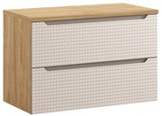 Závesná skrinka pod umývadlo Luxor Beige I s doskou 90 cm béžová/dub olejovaný