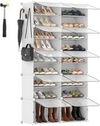 Modulární botník Lux s 10 dvířky čirý/bílý