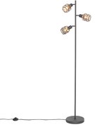 Dizajnová stojaca lampa čierna so zlatom 3-svetlo - Noud
