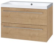 Mereo Mereo, Bino, kúpeľňová skrinka s umývadlom z liateho mramoru 81 cm, biela, dub, MER-CN621M