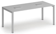 Rokovací stôl PRIMO SQUARE, 180x80 cm, sivá + 2x stolová zásuvka TYP I, strieborná