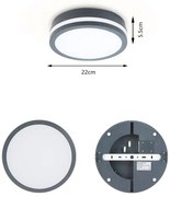 Brilagi - Vonkajšie LED svietidlo so senzorom BENE LED/18W/230V priemer 22 cm IP54