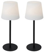 Sada 2 čiernych nabíjateľných stolových lámp 40 cm IP54 - Jude