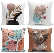 Súprava 4 obliečok na vankúše Minimalist Cushion Covers Cesso, 45 x 45 cm