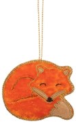 Textilná ručne vyrobená vianočná ozdoba 7 cm Sleeping Fox – Sass &amp; Belle