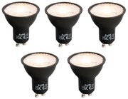 Sada 5 stmievateľných LED žiaroviek GU10 čiernych 6W 500lm 2700K