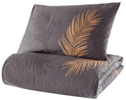 Sivá prikrývka cez posteľ s obliečkou na vankúš z ranforce bavlny Mijolnir Olivia, 180 x 225 cm