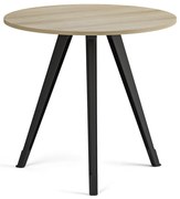 Konferenčný stôl PRIMO ZEN, priemer 80 cm, čierna podnož, dub prírodný