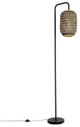 Orientálna stojaca lampa bambusová s čiernou - Yvonne