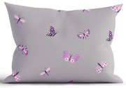 Bavlnená obliečka na vankúš Renforcé 50 × 70 cm - Motýliky tmavo sivé