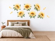 Jemné akvarelové slnečnice slnečné botanické nálepky do obývačky na stenu arch 46 x 34 cm