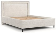 Krémová čalúnená dvojlôžková posteľ s úložným priestorom s roštom 140x200 cm Baleine – Maison de Rêve