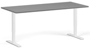 Výškovo nastaviteľný stôl, 180x80 cm, 2 motory, biela podnož, grafit