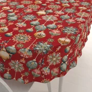 Biante Bavlnený oválny obrus Sandra SA-528 Vianočné banky na červenom 50x100 cm