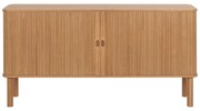 Nízka komoda v dekore duba s posuvnými dverami v prírodnej farbe 160x80 cm Langley – Actona