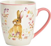 Biely hrnček s králičími uškami a srdiečkom - 12*8*7 cm / 275 ml