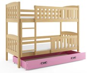 Poschodová posteľ KUBO 190x90 | borovica - ružová