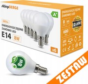 SADA 6x LED žiarovka E14 8W 700lm G45 guľôčkové - neutrálna biela