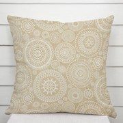 Biante Dekoračná obliečka na vankúš Leona LN-170 Biele mandaly na režnom 60 x 60 cm