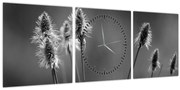 Obraz - Béžová soft grass N⁰2 (s hodinami) (90x30 cm)