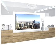Obývacia stena Belini Premium Full Version biely lesk / dub  sonoma + LED osvetlenie Nexum 59