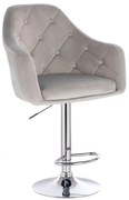 LuxuryForm DESIGN Barová stolička ANDORA VELUR na striebornom tanieri - svetlo šedá