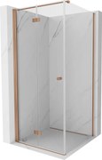 Mexen Mist-F T, 1-krídlový skladací sprchový kút ľavý 110 x 110 cm, číre sklo, medený matný profil, 8A6T-110-110-65-00-L