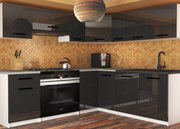 Kuchynská linka Belini 360 cm čierny lesk s pracovnou doskou Lidia Uniqa2  INF LIDIAUNIQA2/4/WT/B/0/B1