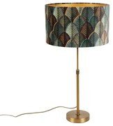 Stolová lampa bronzová s velúrovým tienidlom s dizajnom listov a zlatým vnútorným povrchom - Parte