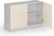 Kovová spisová skriňa s drevenými dverami, demontovaná, 800 x 1200 x 400 mm, breza